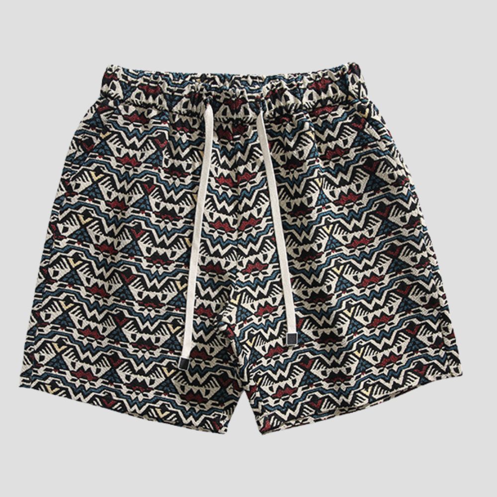 Trendy loose fit shorts with street fashion elements and embroidery pattern.