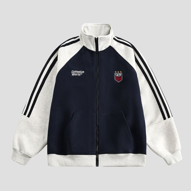 Vintage-inspired jacket with colorful retro design details