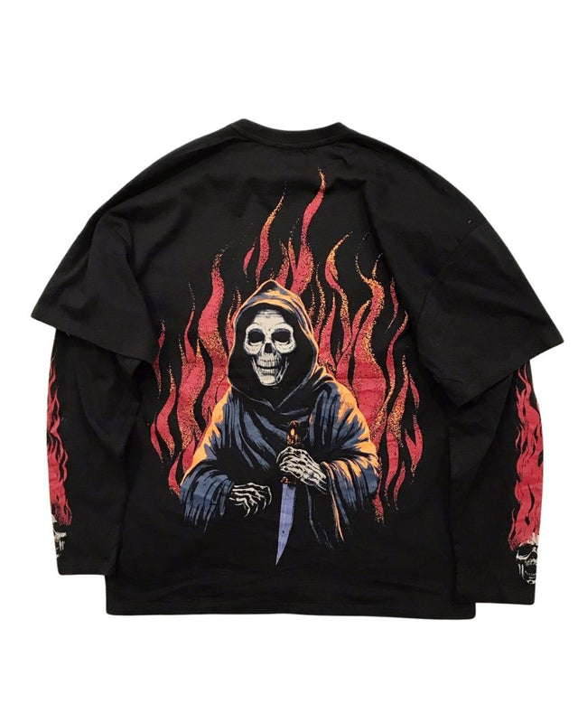Flame Skull Two-Piece Sweatshirt