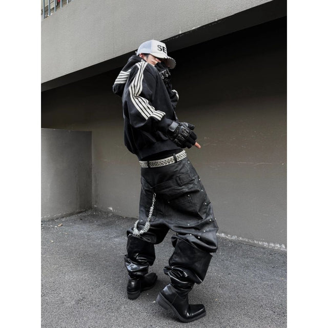 Distressed Zip-Up Hoodie