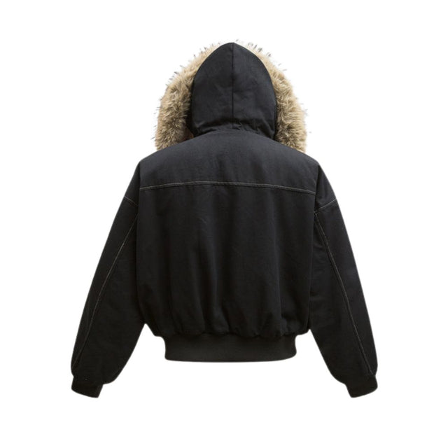 Vintage Hooded Fur Collar Jacket