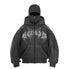 Double-Hood Black Metal Graphic Hoodie