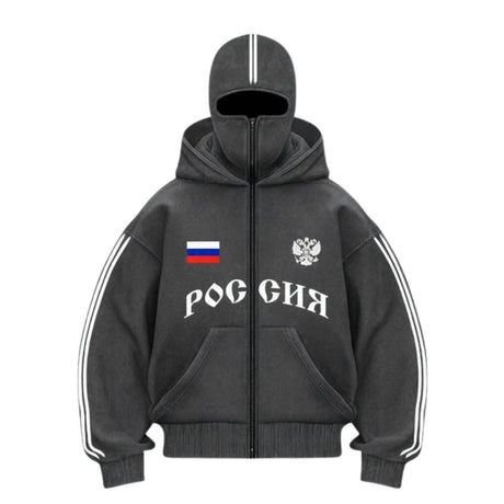 Hoodie mit doppelter Kapuze und Buchstaben