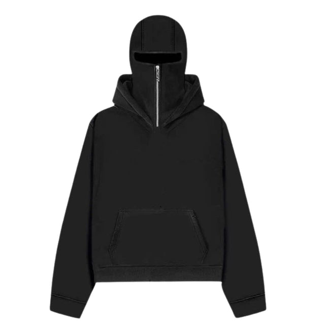 Double Hood Full Face Half-Zip Hoodie