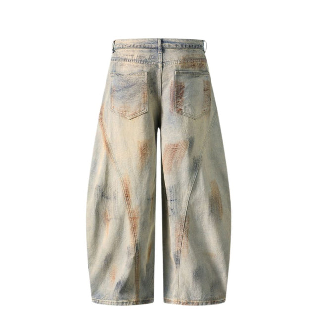 Retro Tie-Dye Baggy Denim Trousers