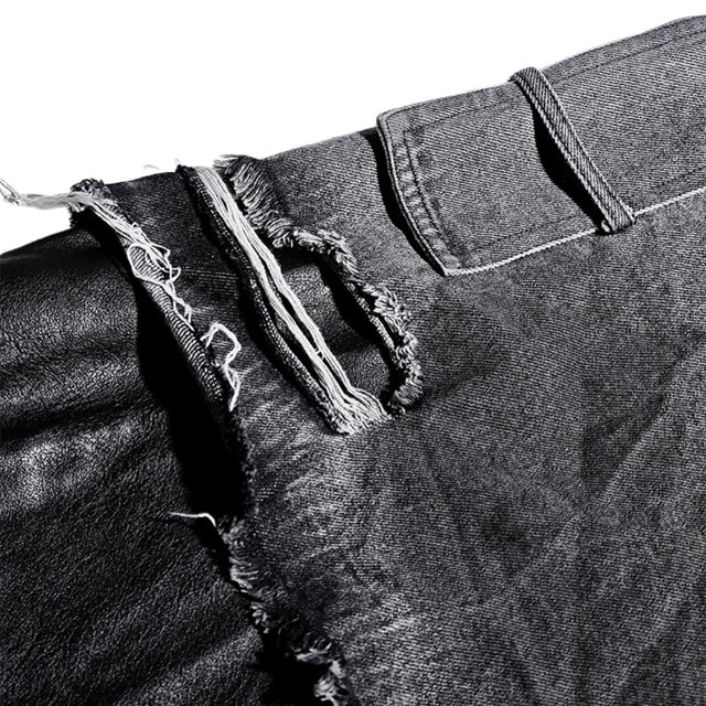 Deconstructed Layered Distressed Leather Jacket