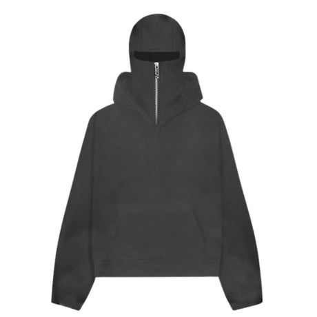 Double Hood Full Face Half-Zip Hoodie