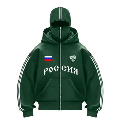 Hoodie mit doppelter Kapuze und Buchstaben