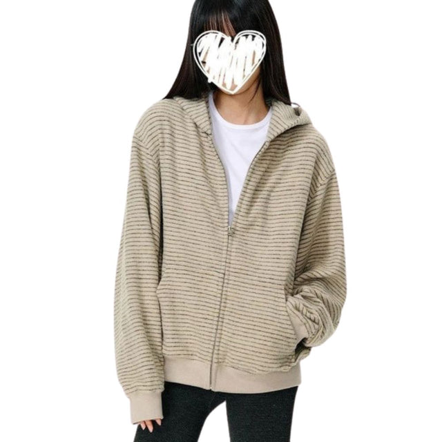 Striped Hooded Zip-Up Hoodie