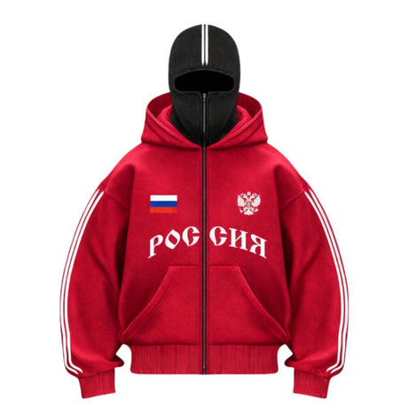 Hoodie mit doppelter Kapuze und Buchstaben