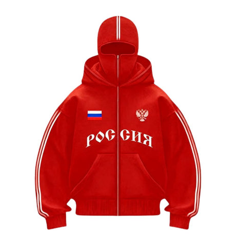 Hoodie mit doppelter Kapuze und Buchstaben