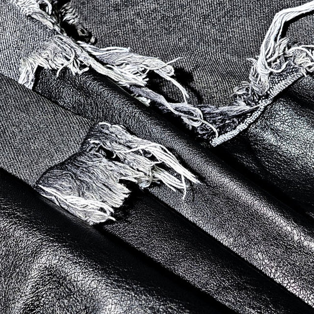 Deconstructed Layered Distressed Leather Jacket