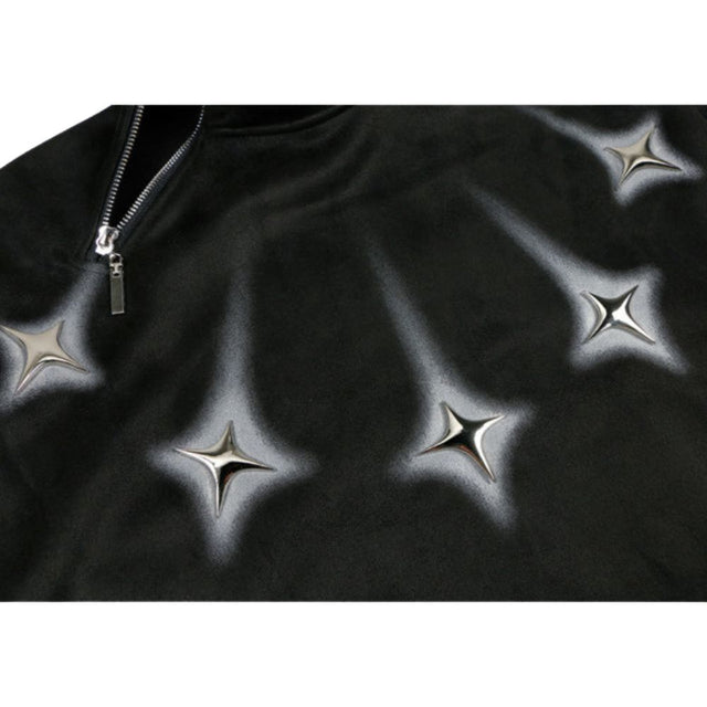 Sweatshirt mit hohem Kragen und Reißverschlussverzierung