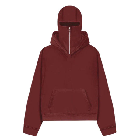 Double Hood Full Face Half-Zip Hoodie