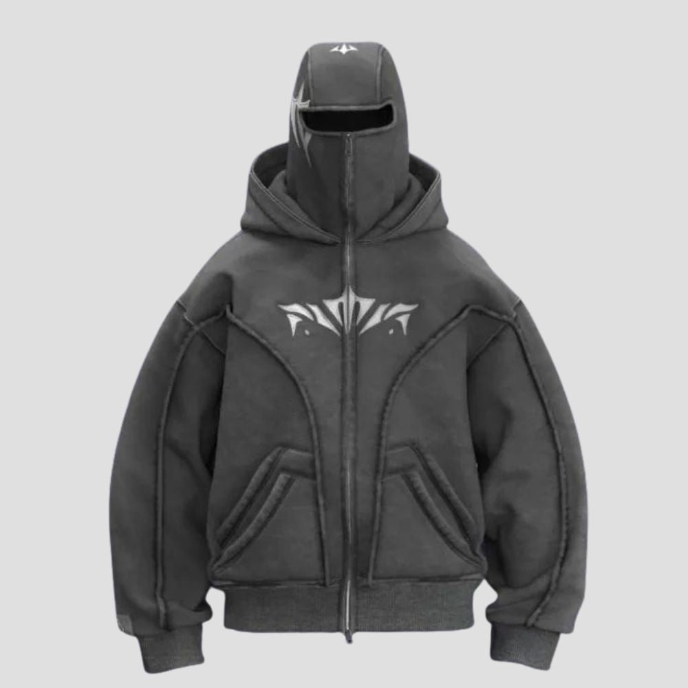 Y2K High Street Loose-Fit Vintage Double-Hood Hoodie