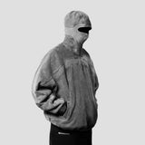 Y2K Zip-Up Hoodie with Eye-Cutout Mask Hood