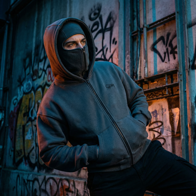 Double-Hood Graffiti Hoodie