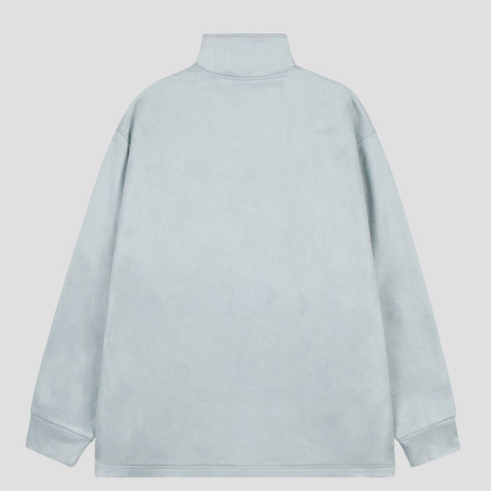 Zip-Decorated High Neck Sweatshirt