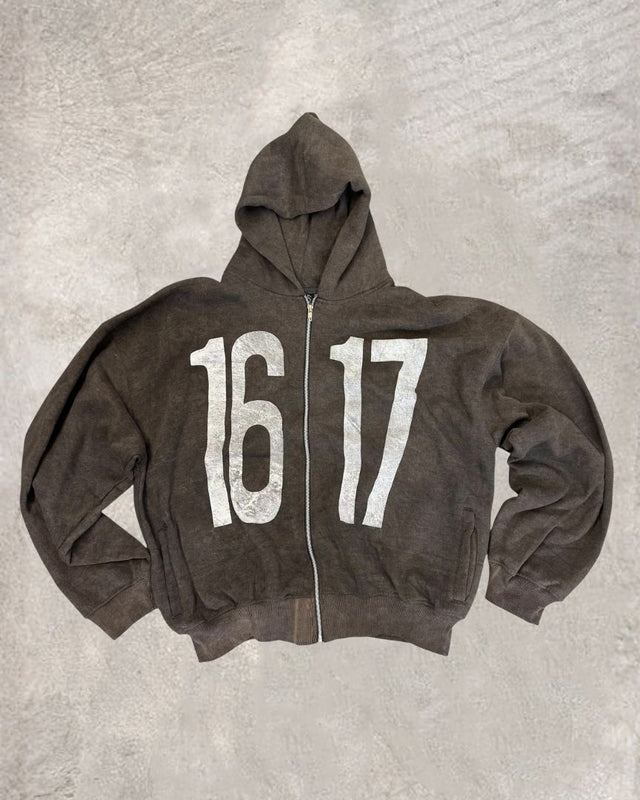 Numeric Print Streetwear Hoodie Set