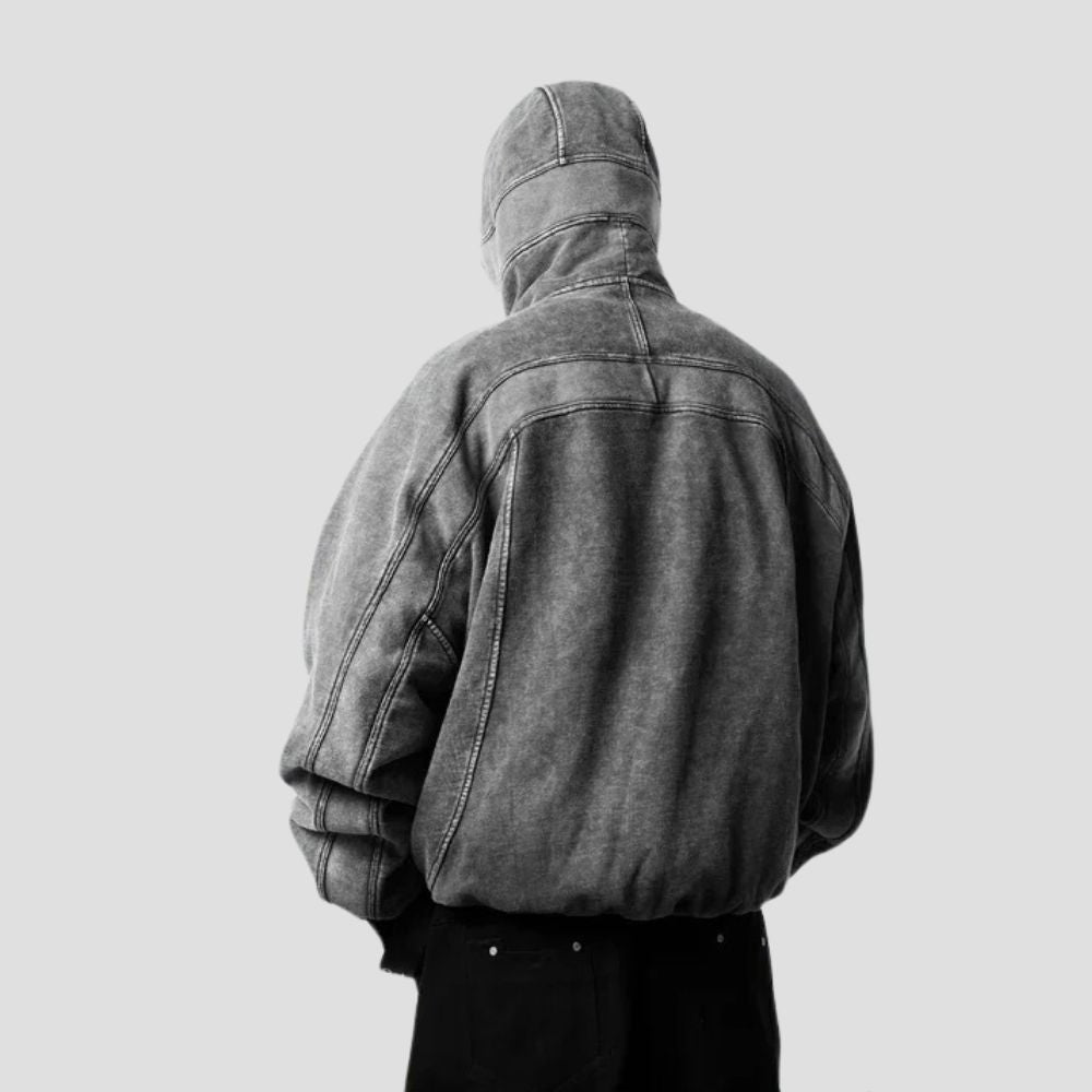 Y2K Zip-Up Hoodie with Eye-Cutout Mask Hood