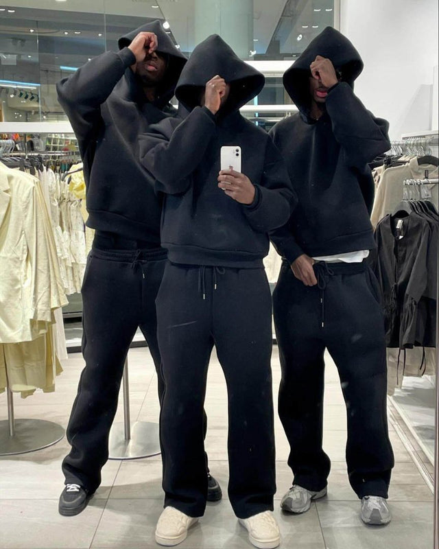 Solid Color Hooded Tracksuit