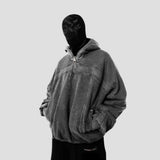 Y2K Zip-Up Hoodie with Eye-Cutout Mask Hood