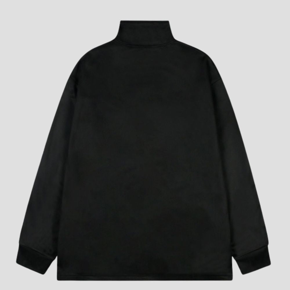 Zip-Decorated High Neck Sweatshirt