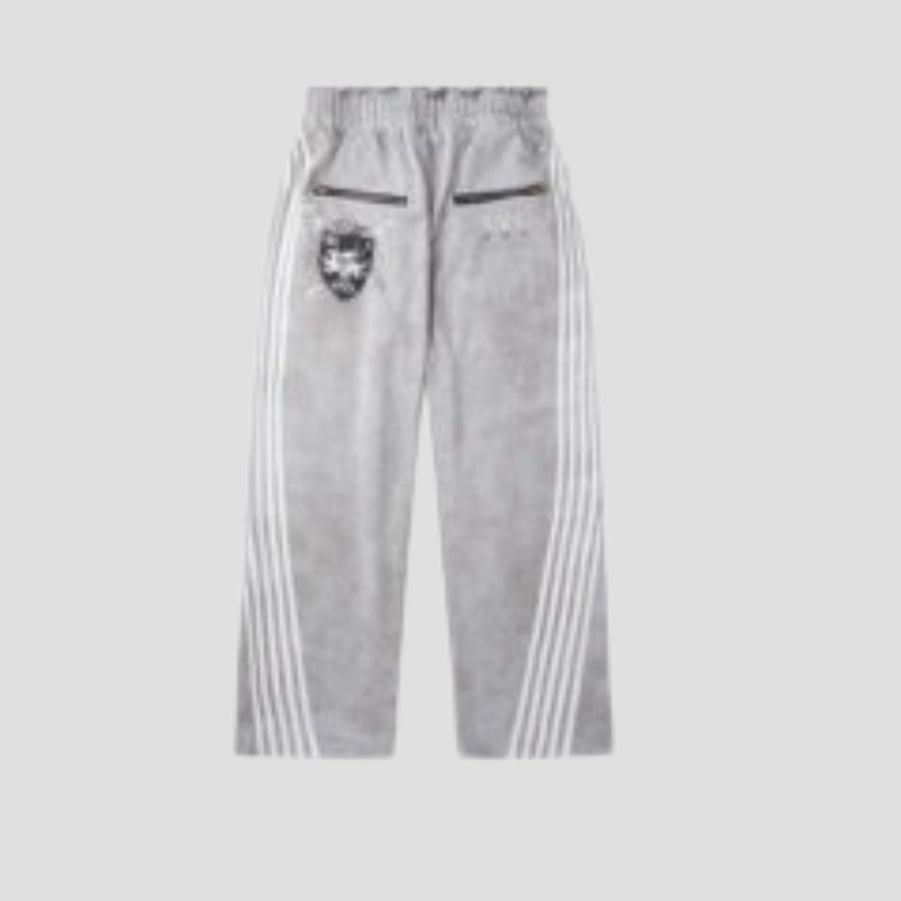 Vintage Design Three-Stripe Print Hoodie Set