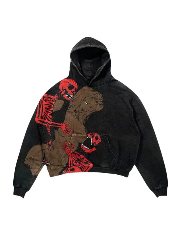 Hoodie with Skeleton Print