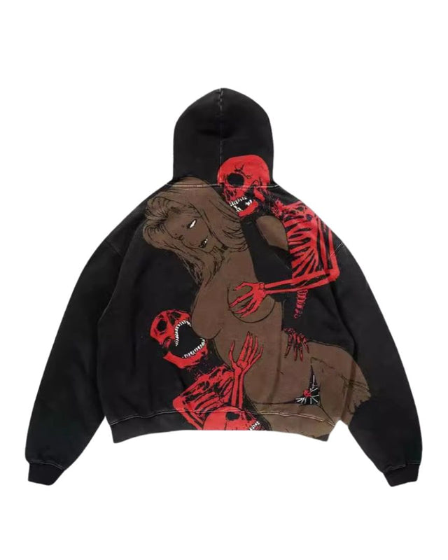 Hoodie with Skeleton Print