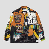 Abstract graffiti long-sleeved shirt with hip-hop flair