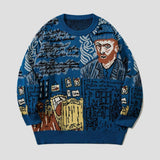 All-over Graffiti Loose Sweater