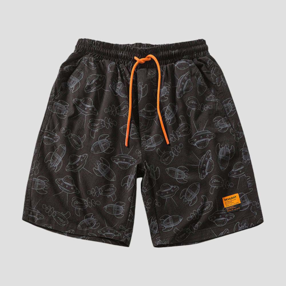 Breathable shorts featuring an all-over UFO print.