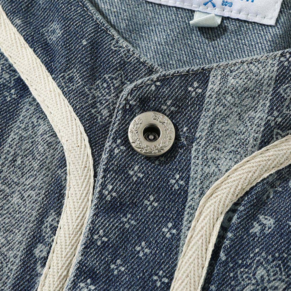 Hip-hop inspired denim shirt with a vintage look.