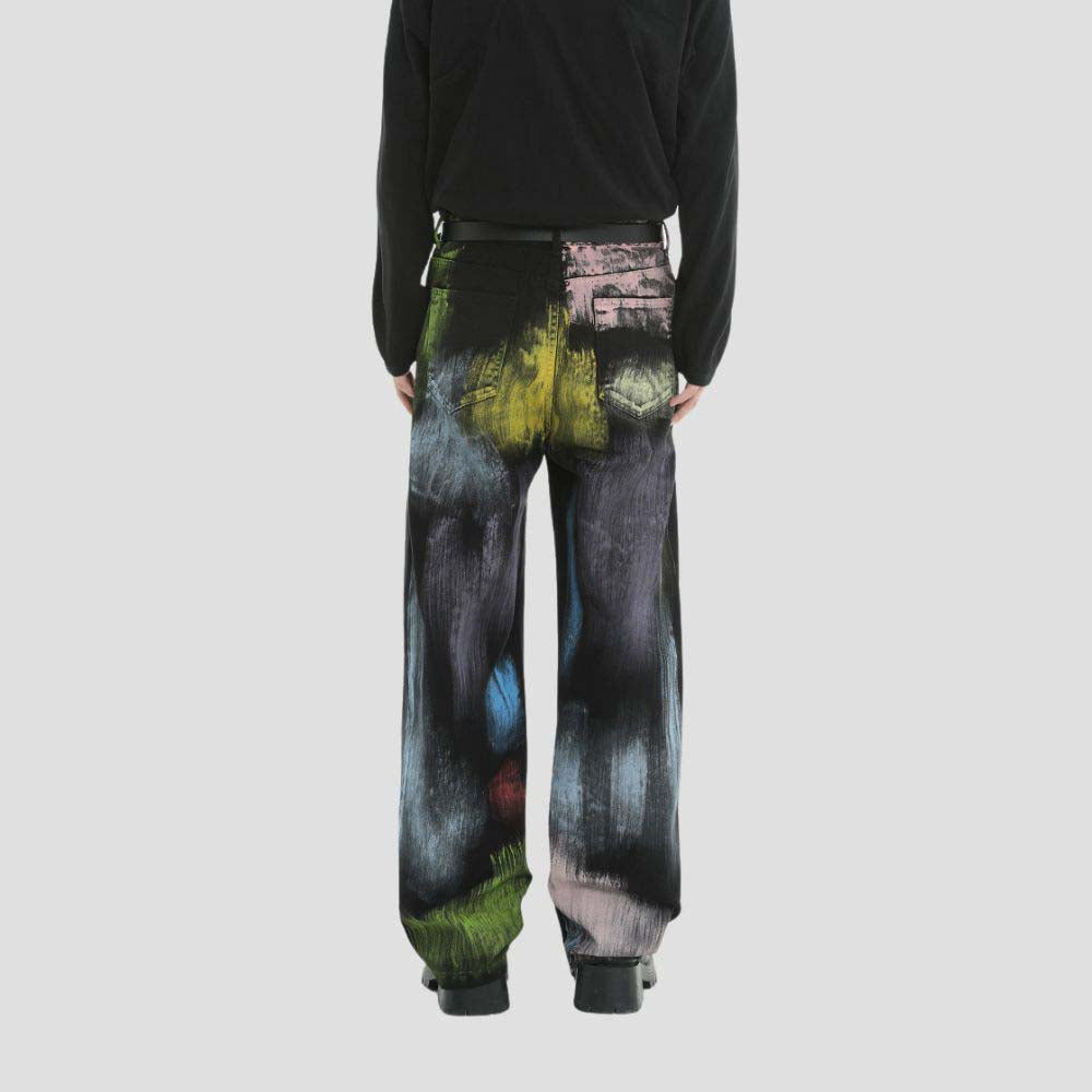 Loose fit denim jeans with unisex graffiti artwork