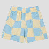 Athletic mesh shorts with cooling fabric and color block design.