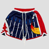 Hip-hop inspired loose-fit shorts with vibrant floral pattern