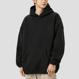 Foam Print Hooded Sweatshirt in black, highlighting versatility and style