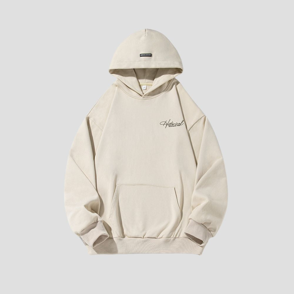 Front view of the Casual Hooded Sweatshirt with adjustable drawstrings and front pocket