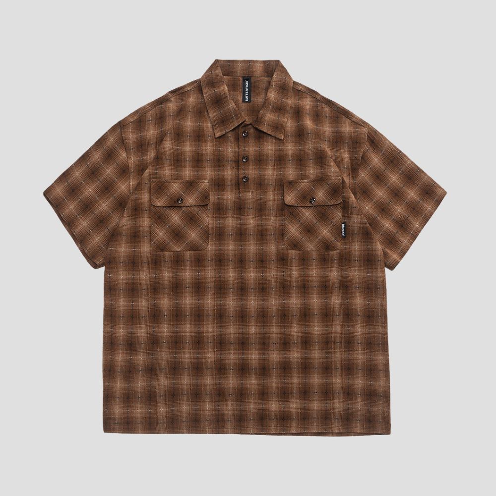 Checked Turn-down Collar Shirt