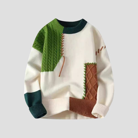 Front view of Color Block Crew Neck Sweater