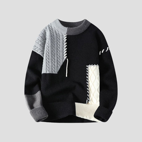 Front view of Color Block Crew Neck Sweater