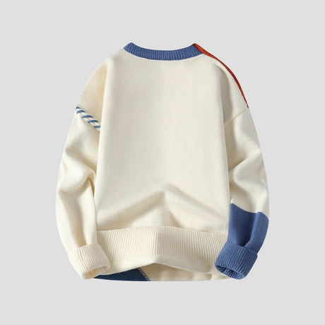 Back view of Color Block Crew Neck Sweater