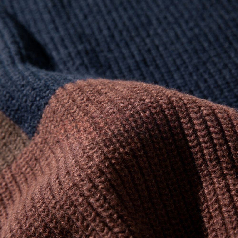  Lightweight and soft fabric of Color Block Patchwork Sweater for comfortable wear.