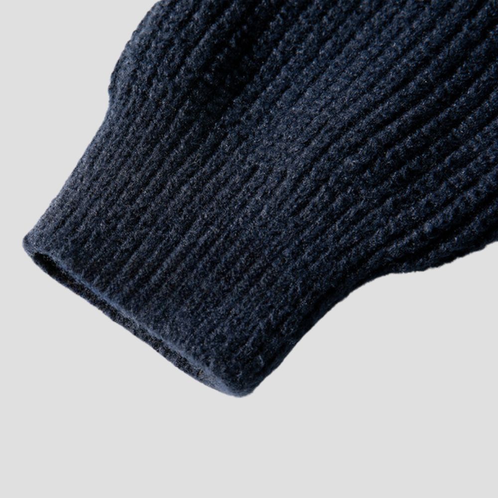 Ribbed hem design for durability and fit on Color Block Patchwork Sweater