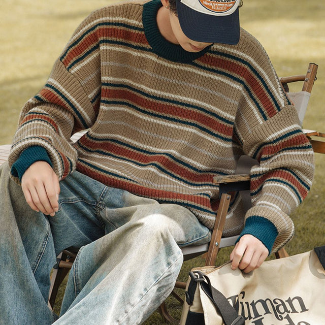 Color-Block Striped Sweater