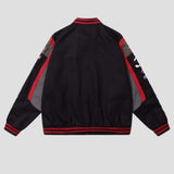 Graffiti details on a hip-hop baseball jacket