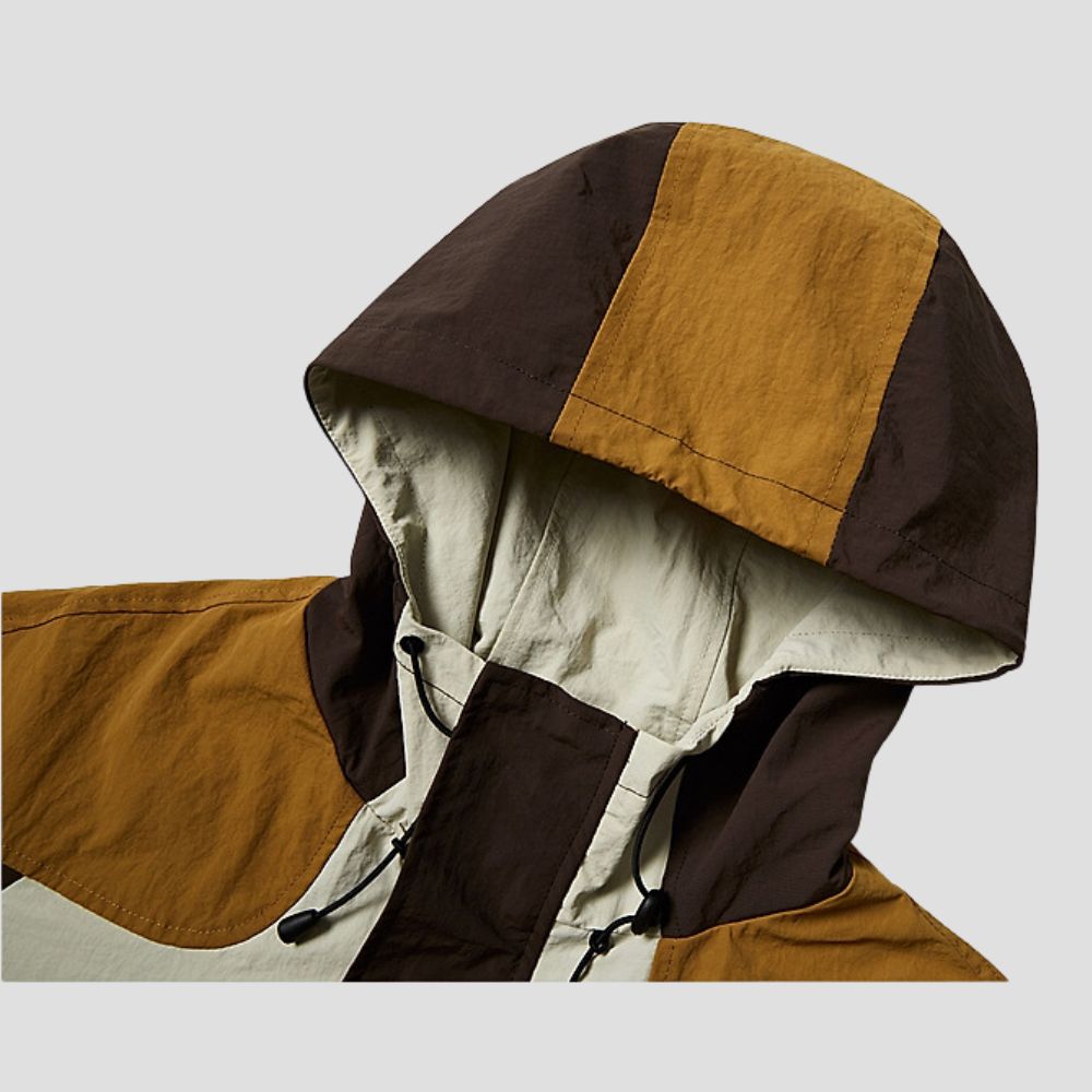 Breathable fabric of Color-Blocked Hooded Jacket for comfort