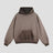 A vibrant front view of the color-blocked hooded sweatshirt, showcasing the striking contrast between colors