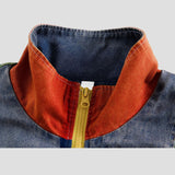 Breathable fabric of Color-Blocked Loose Jacket, perfect for comfortable wear